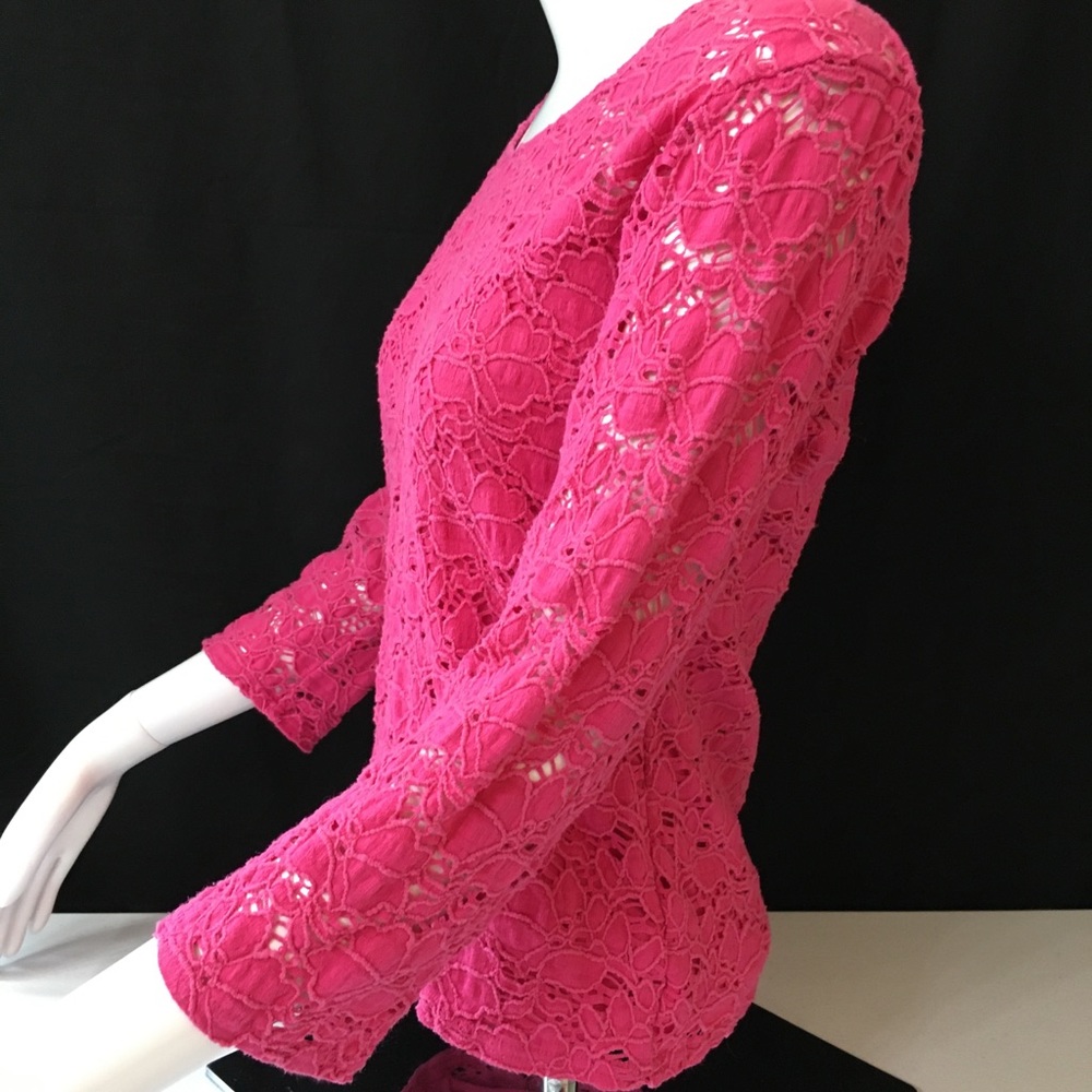 Peck & Peck Magenta Punk Eyelet Top women’s Size S